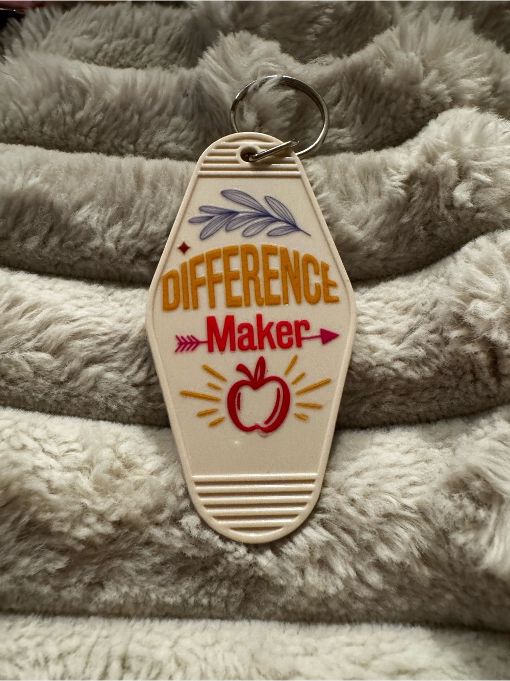 Difference Maker Keychain - Cream with Yellow & Red Accent